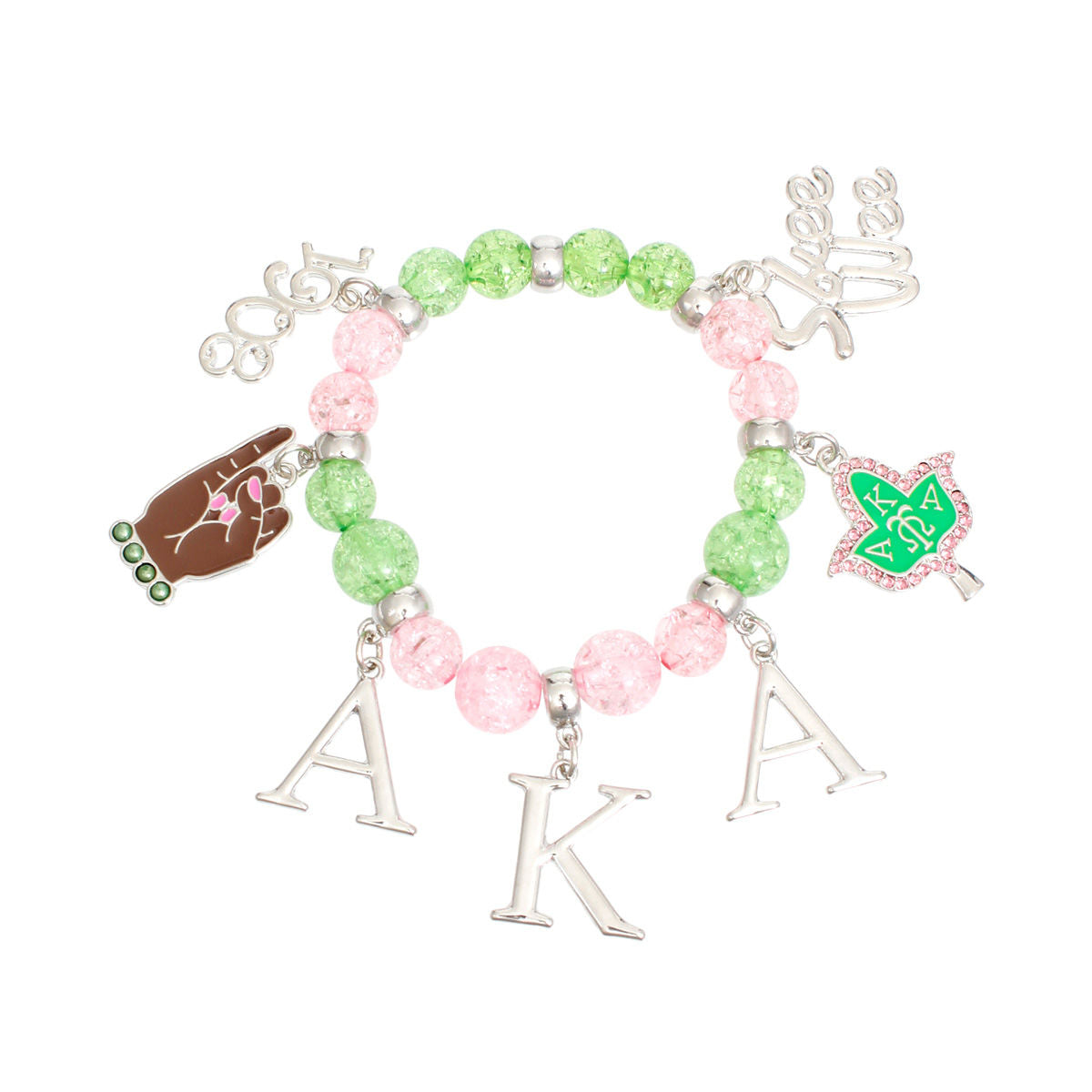 Bracelet Pink Green AKA Charm Bracelet for Women