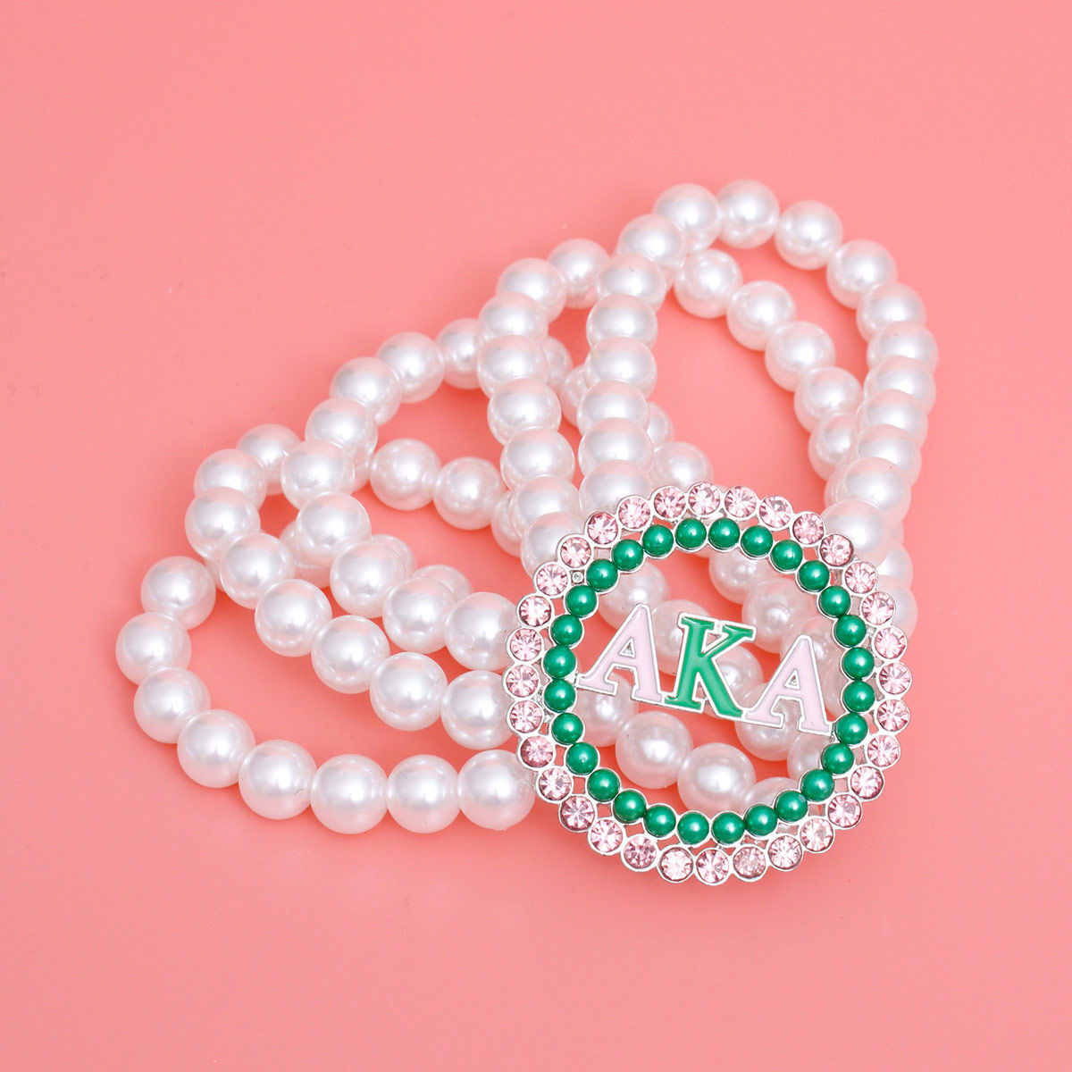 Pearl Bracelet Alpha Kappa Pink Green for Women