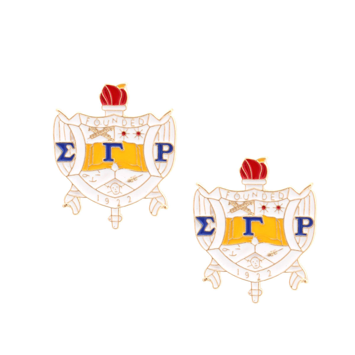 Gold Blue Crest Studs