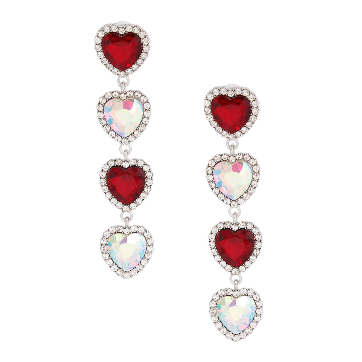 AURBO Crystal Quad Heart Earrings