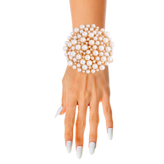 Cream Pearl Dome Cluster Cuff