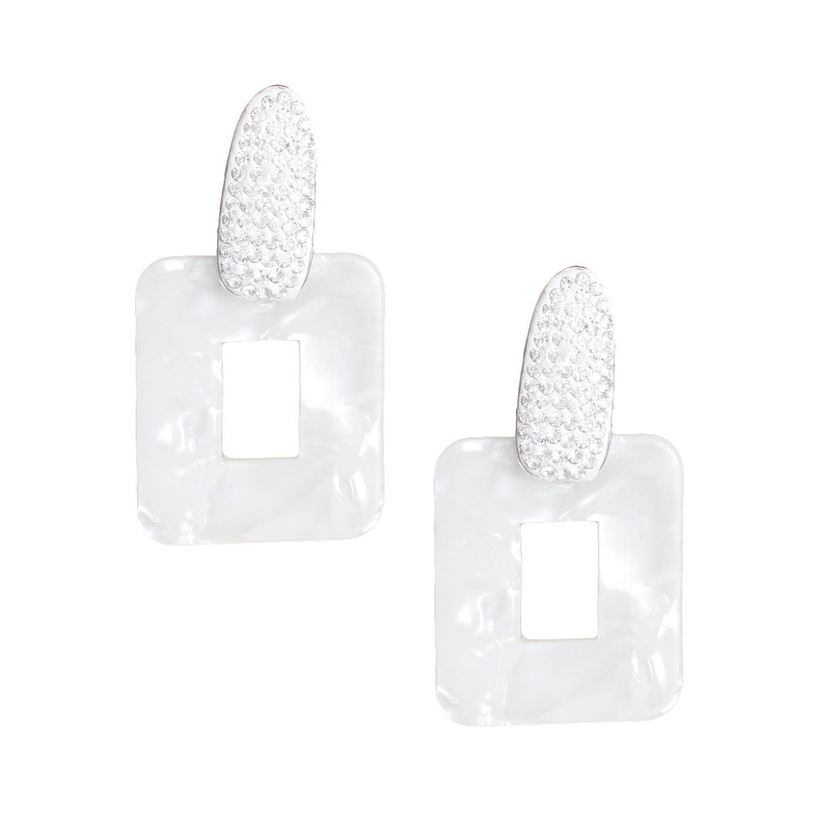 White Marbled Stone Earrings