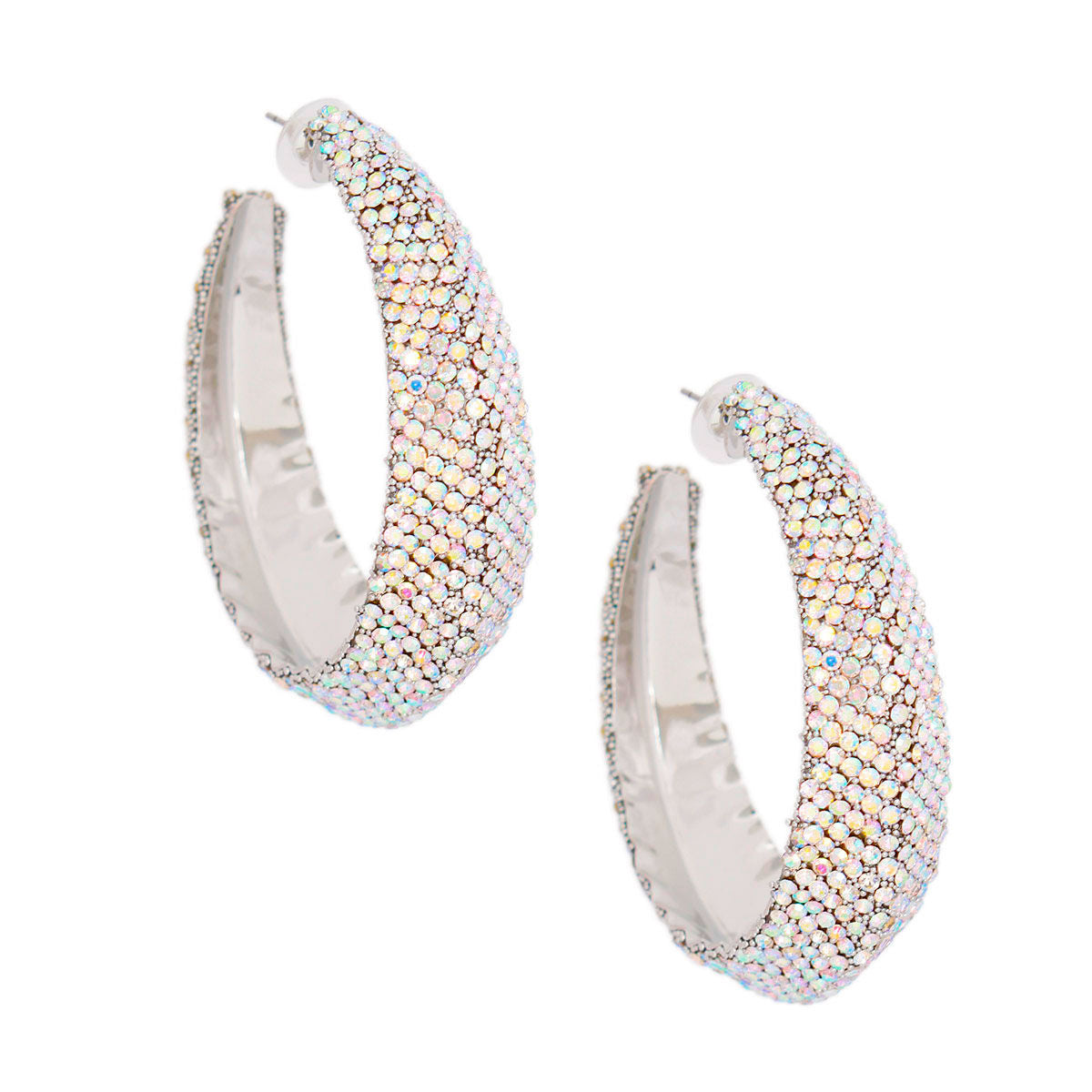 Hoops Silver Ombre Bling Earrings for Women