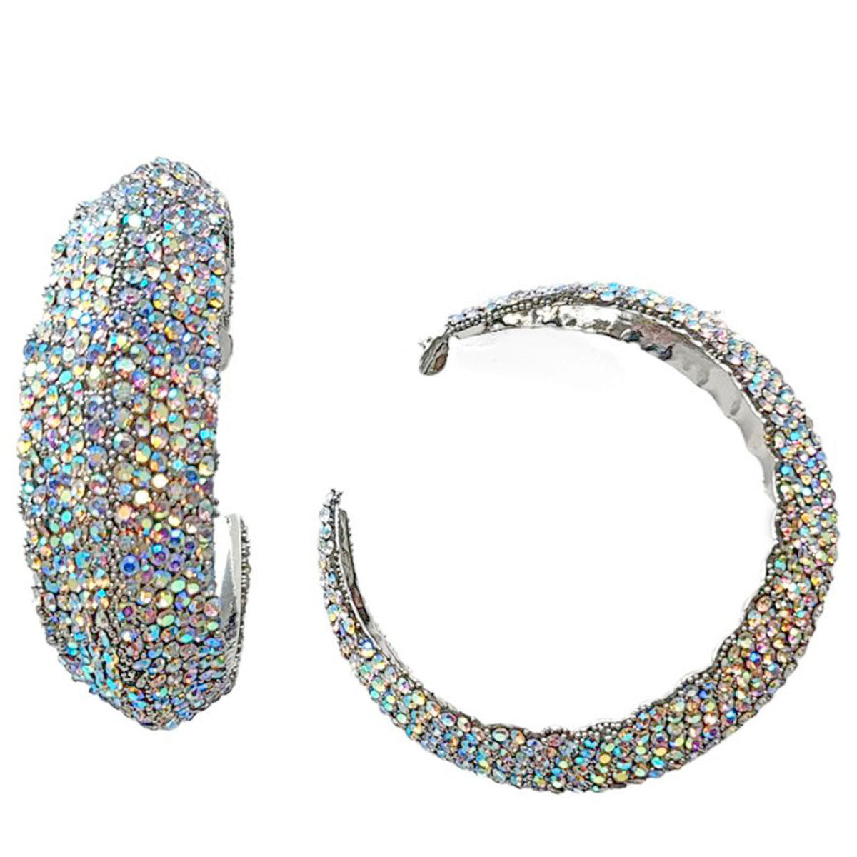 Hoops Silver Ombre Bling Earrings for Women