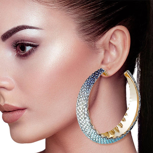 Hoops Blue Ombre Bling Earrings for Women