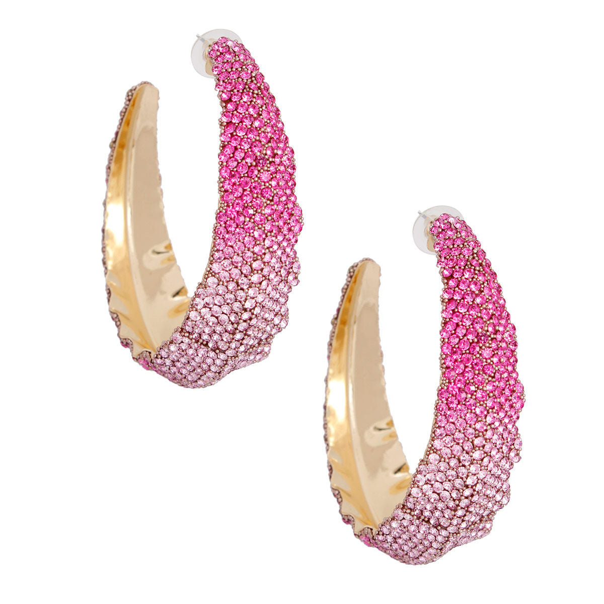 Hoops Fuchsia Ombre Bling Earrings for Women