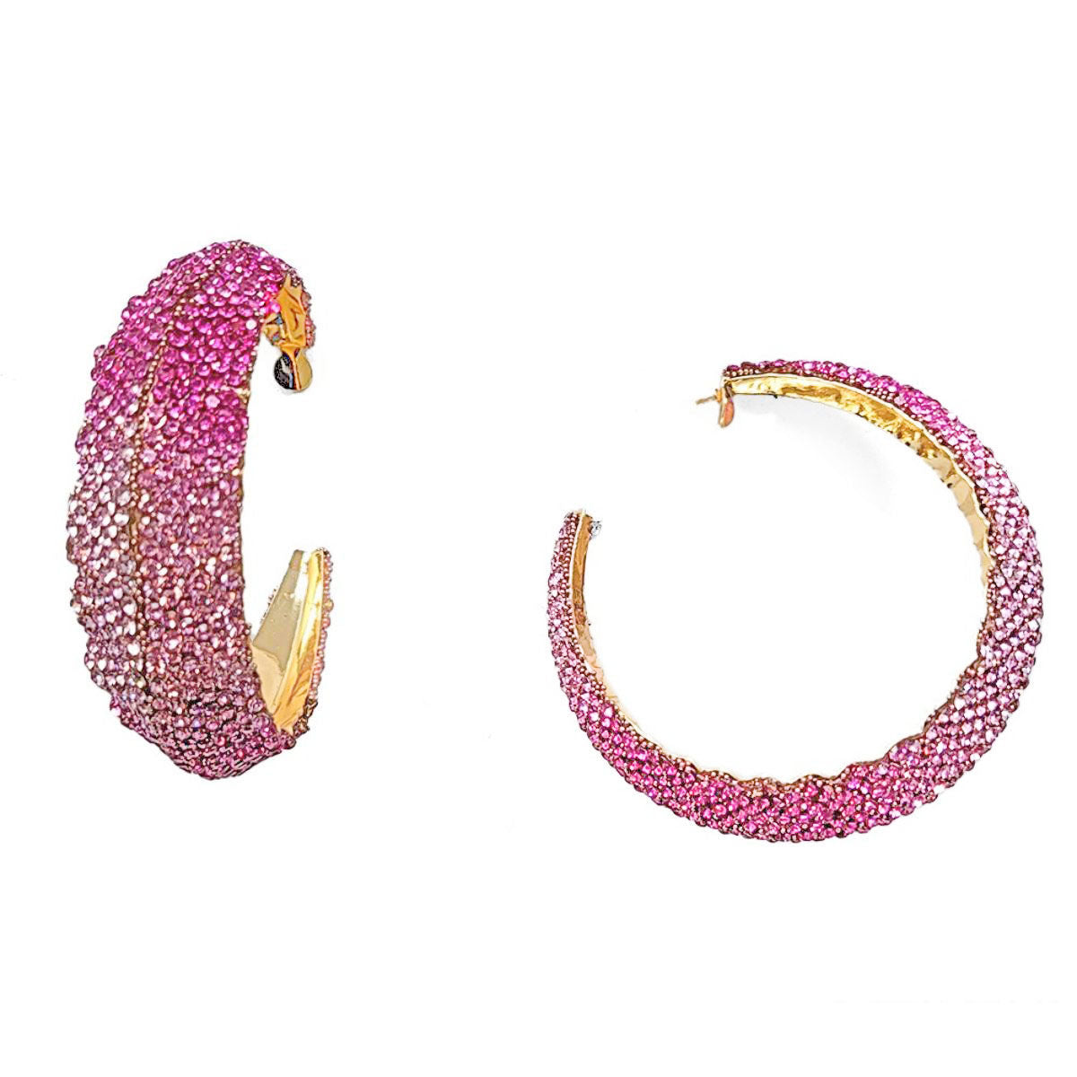 Hoops Fuchsia Ombre Bling Earrings for Women