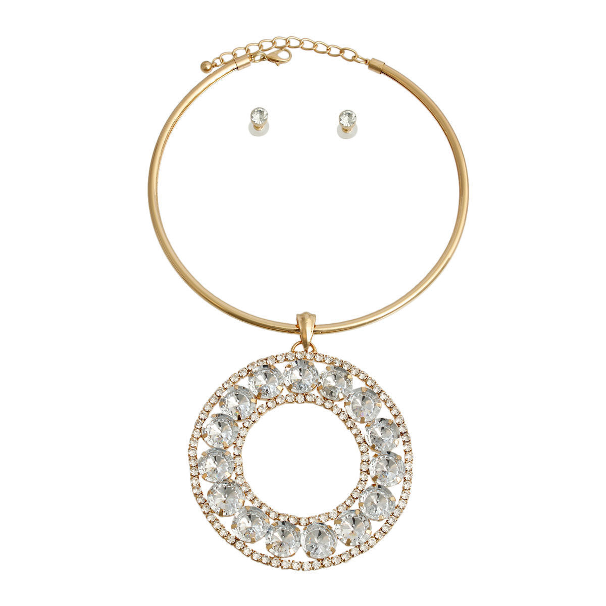 Rigid Gold Halo Circle Necklace