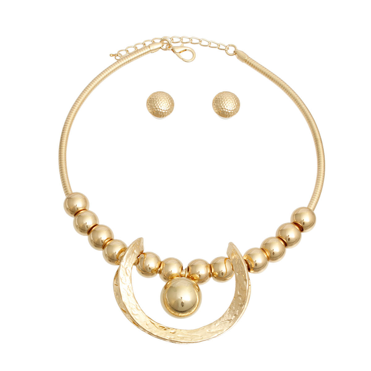 Gold Ball Semicircle Necklace