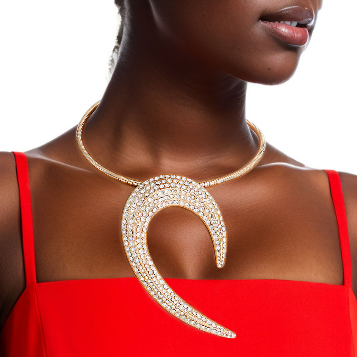 Gold Rhinestone Hook Collar Set