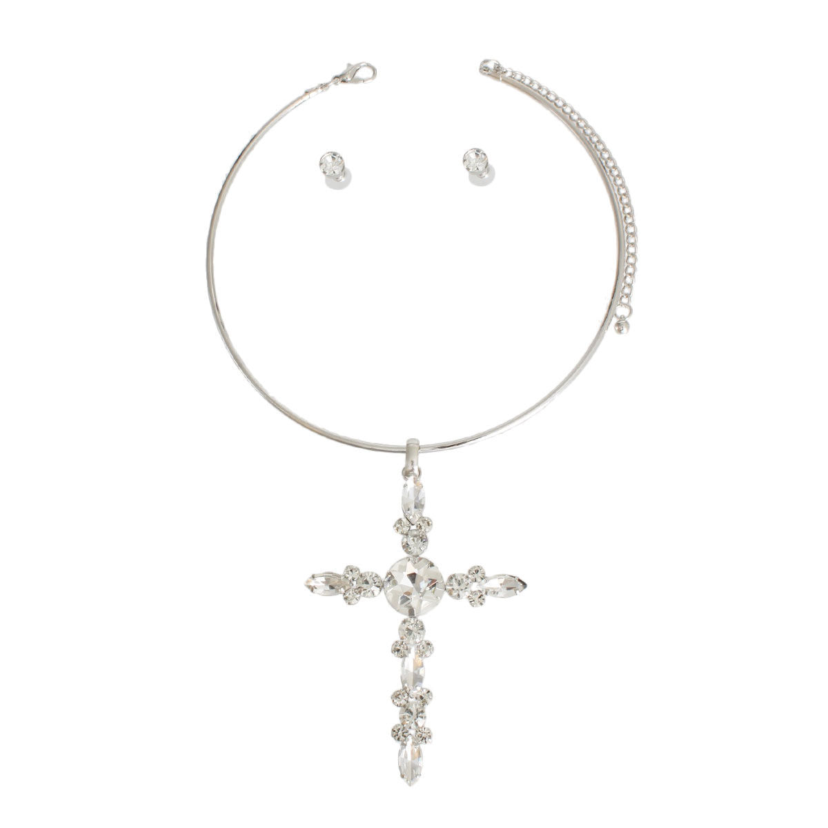 Marquise Silver Cross Set
