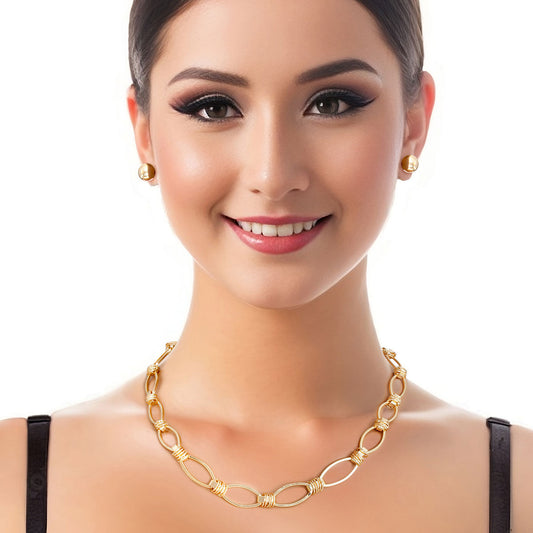 Gold Wrapped Oval Link Set