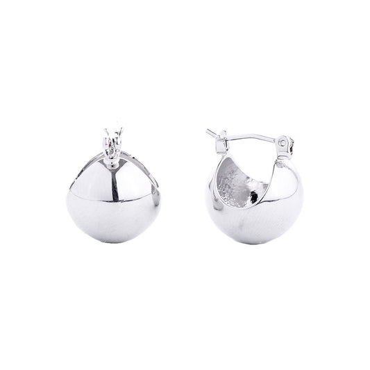 Hoop White Gold Mini Ball Earrings for Women