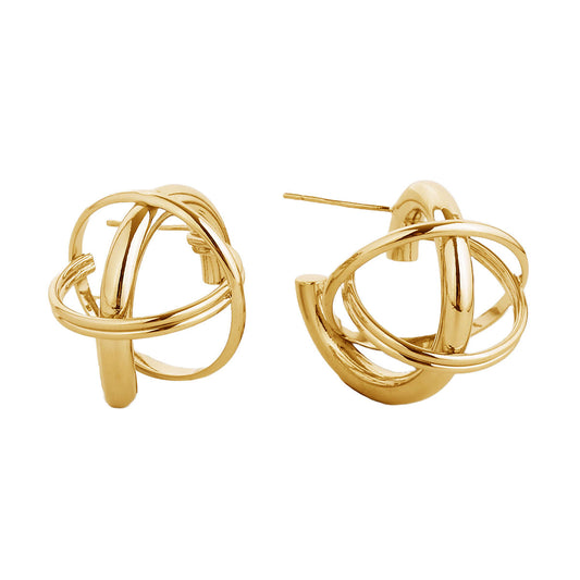 Stud 14K Gold Small Gyro Ball Earrings for Women