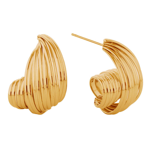 Stud 14K Small Spiral Wire Earrings for Women