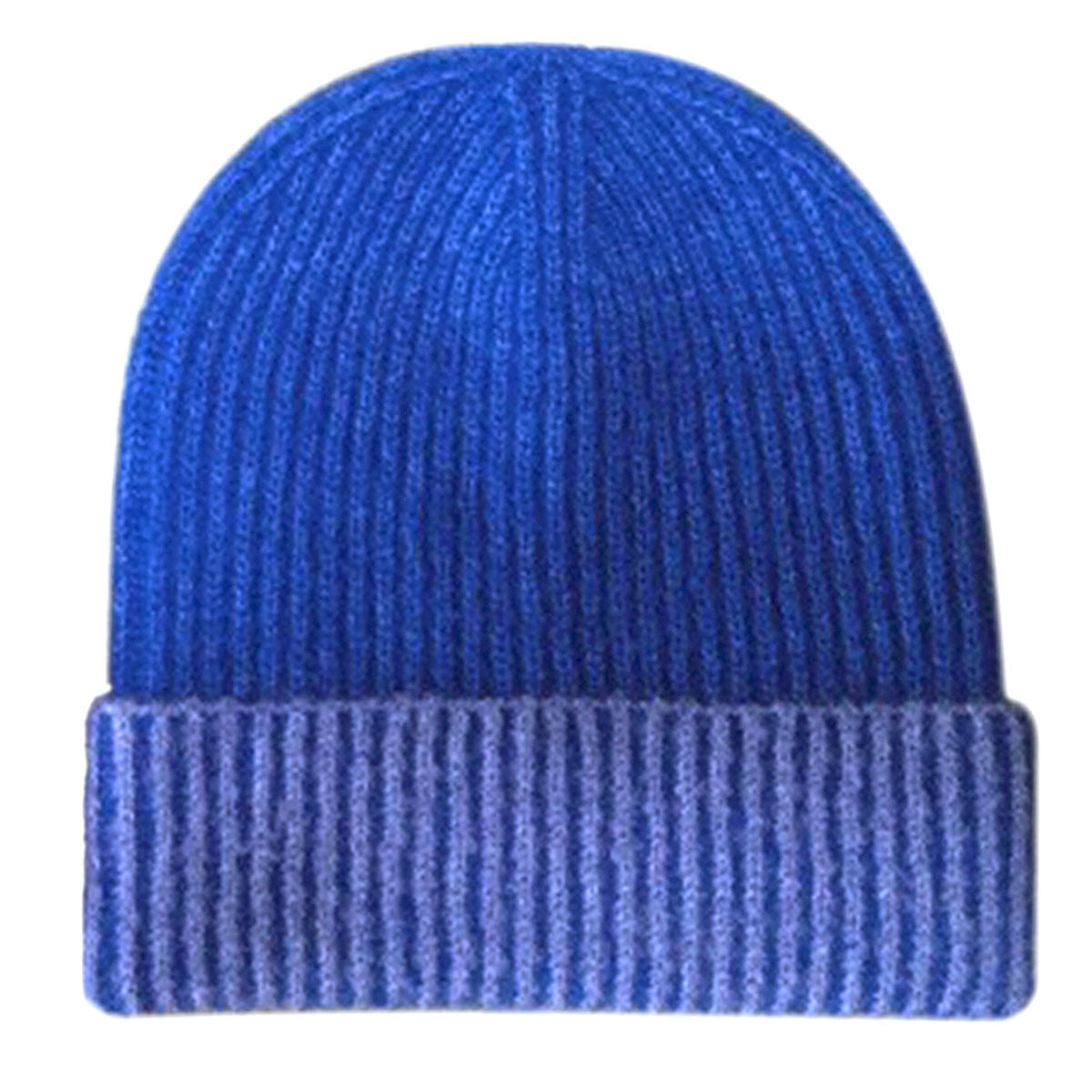 Beanie Blue Two Tone Cuffed Hat for Women