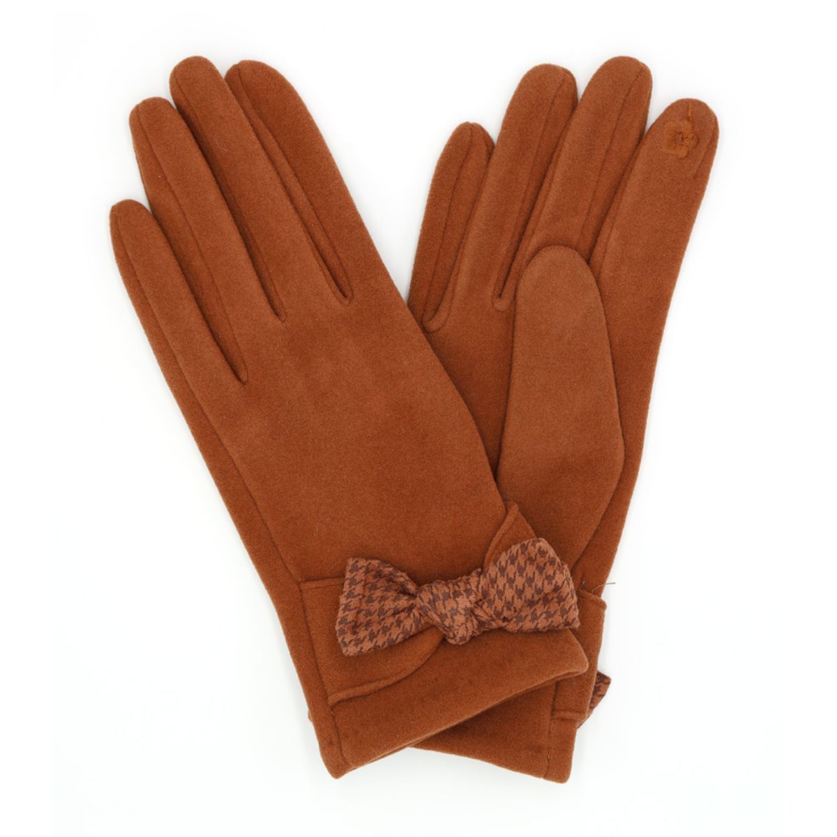 Bronze Houndstooth Bow Smart Gloves