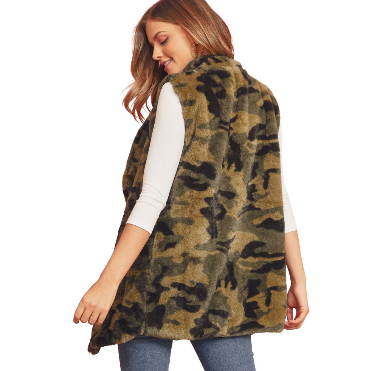 Camo Faux Fur Vest