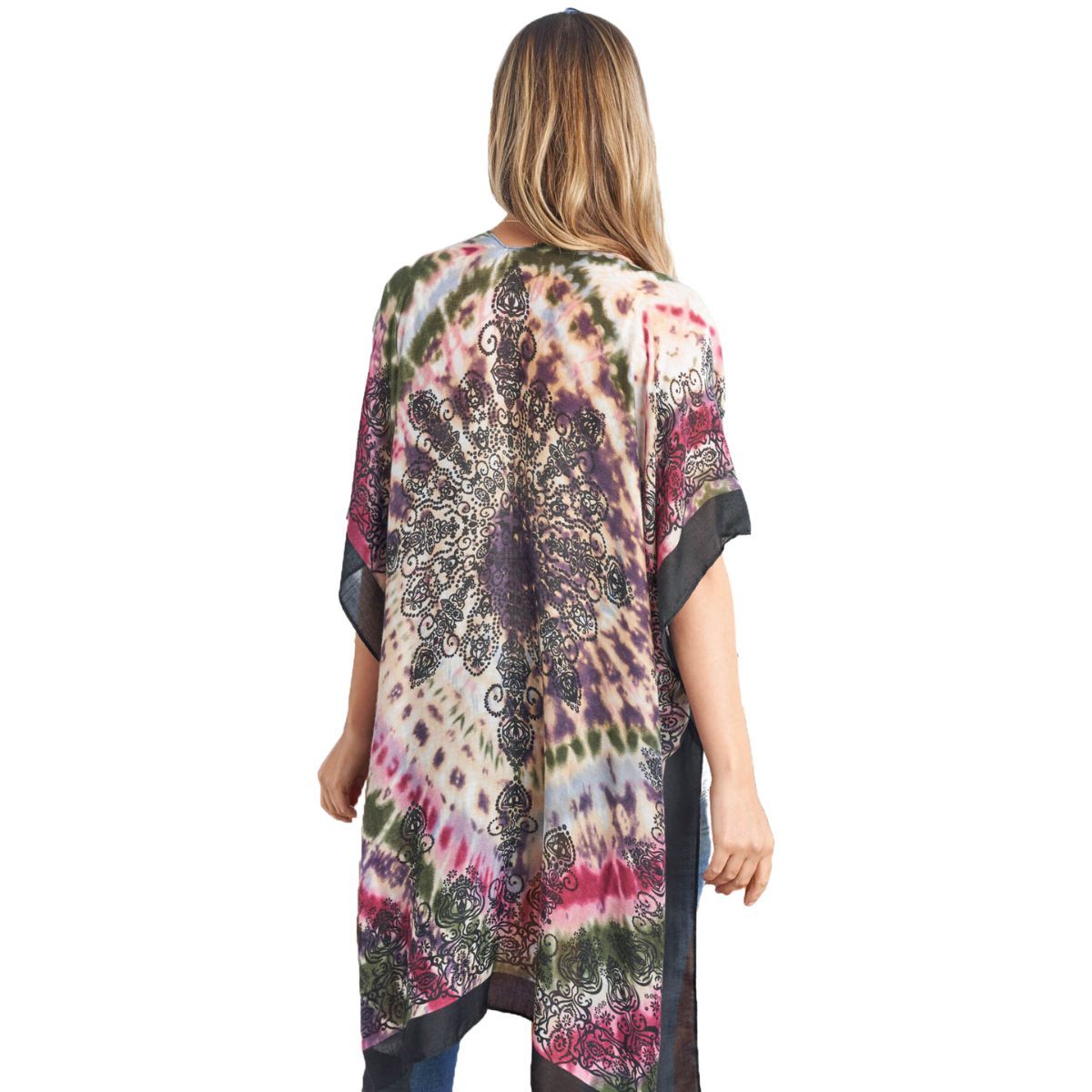 Purple Boho Tie Dye Kimono