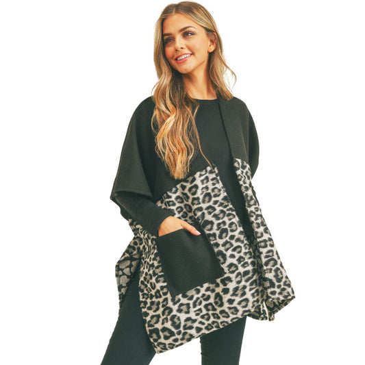 Gray Leopard Pocket Kimono