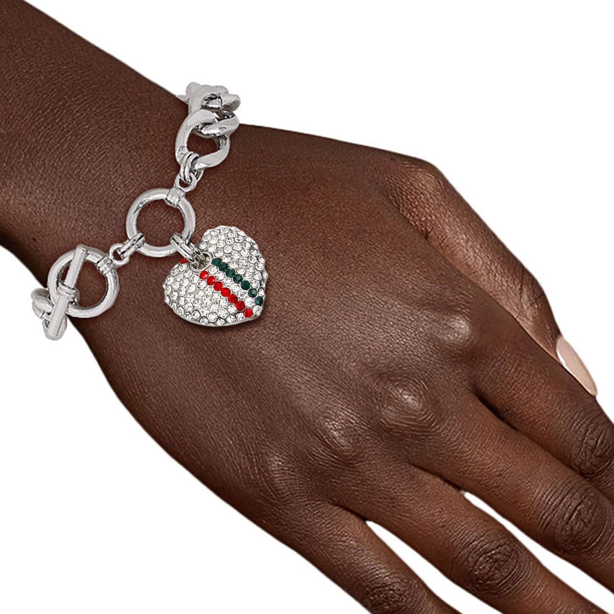 Striped Heart Toggle Bracelet