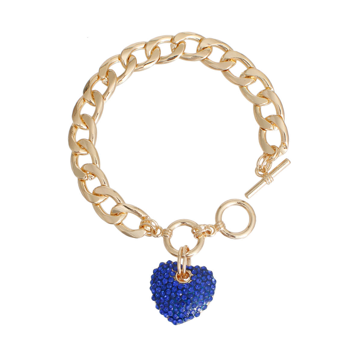 Blue Stone Heart Gold Bracelet