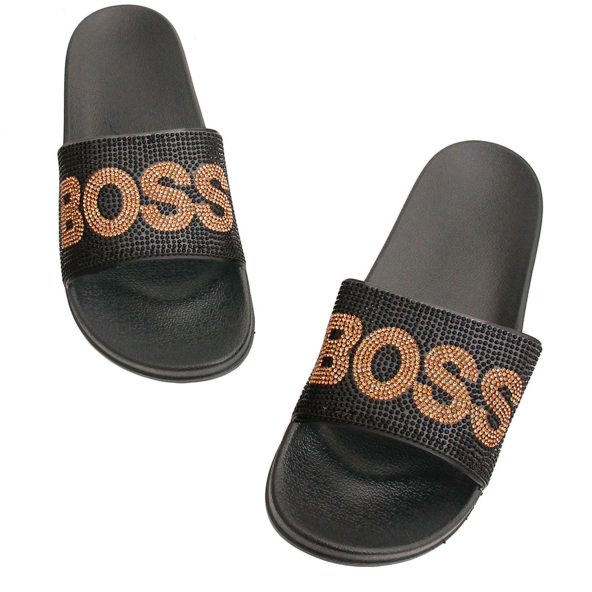 Size 9 BOSS Black Slides