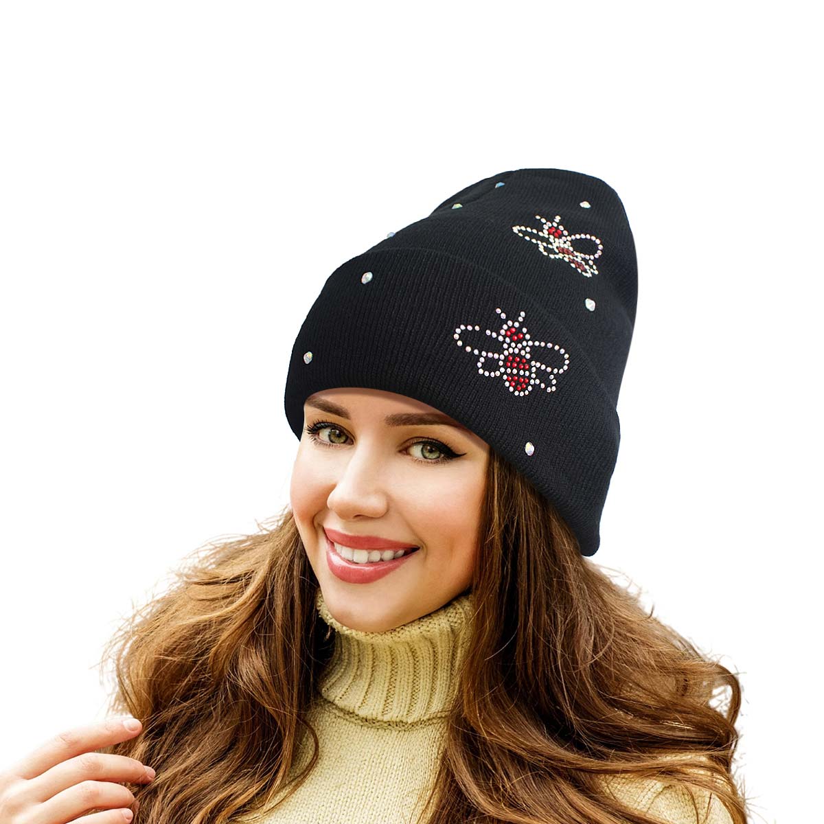 Black Bling Bee Beanie