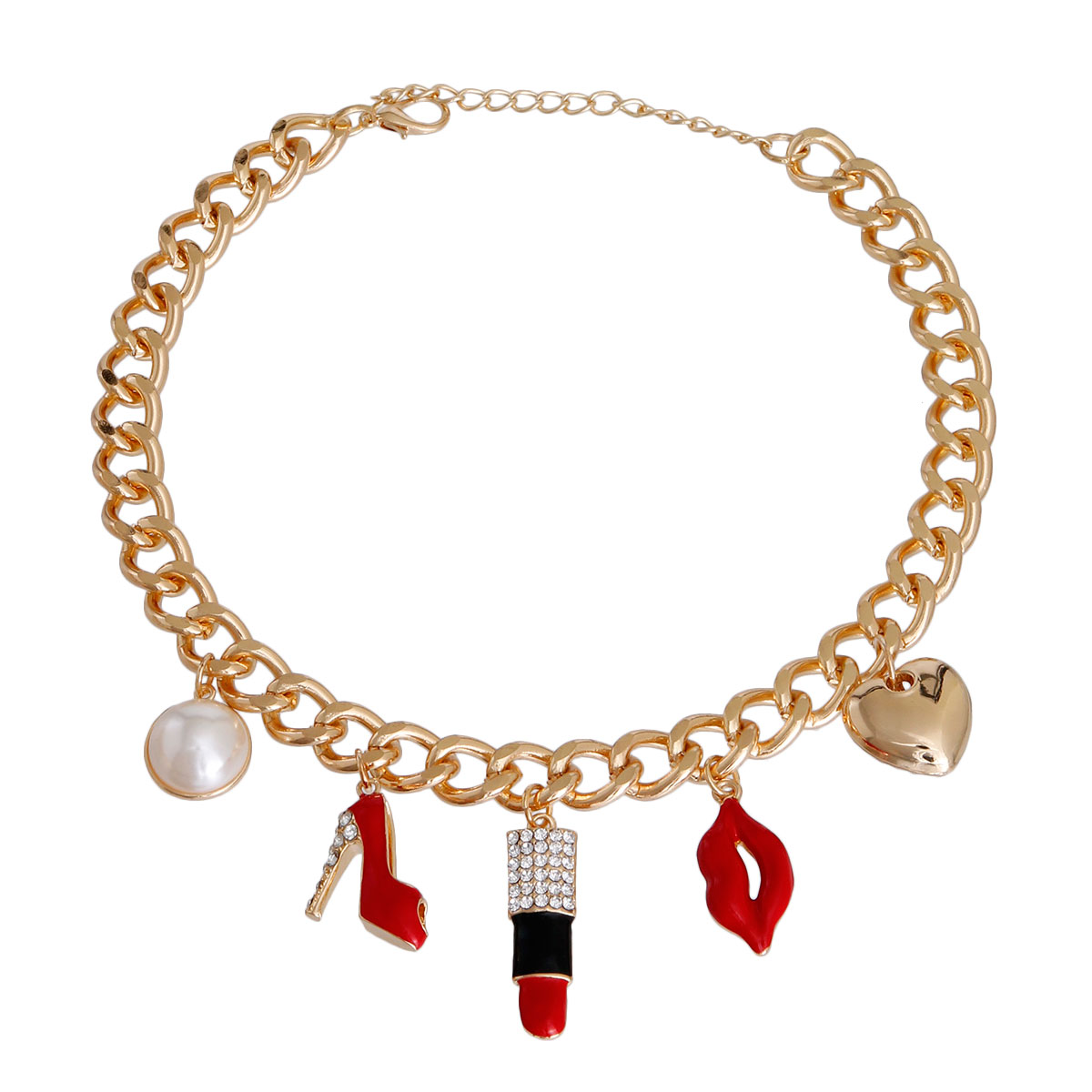 Gold and Red Boutique Charm Chain