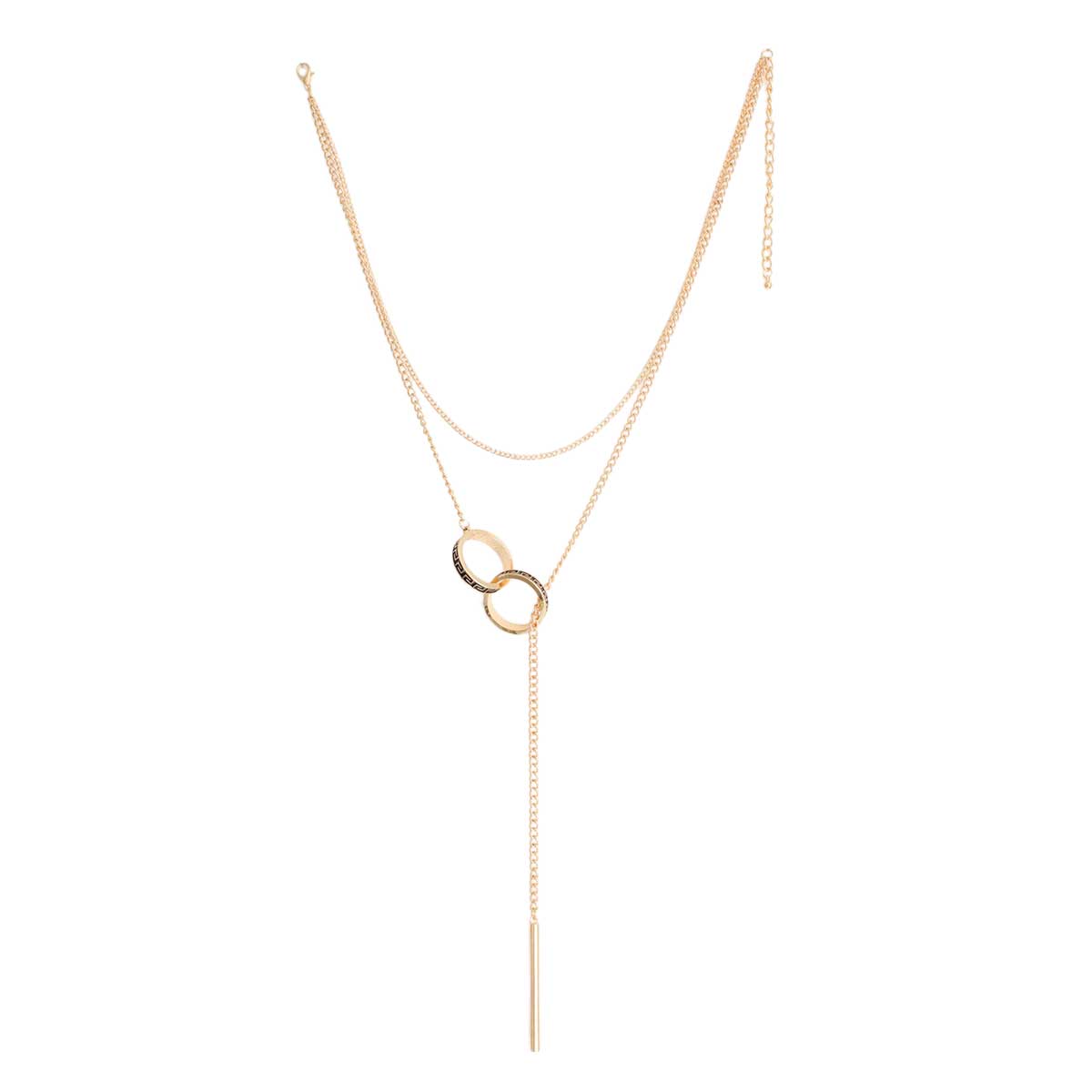 Gold Greek Key Lariat Necklace