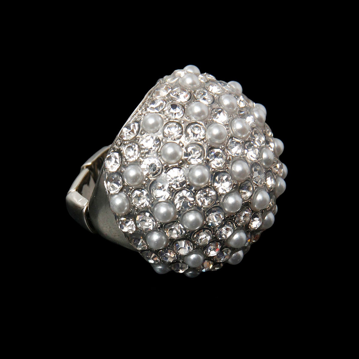 Silver Pearl and Stone Ring