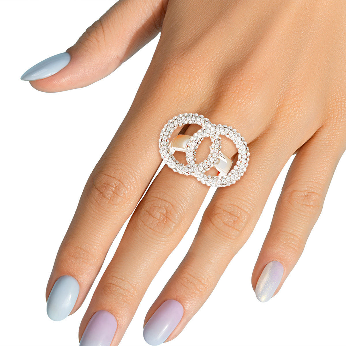 Silver Pave Infinity Link Ring