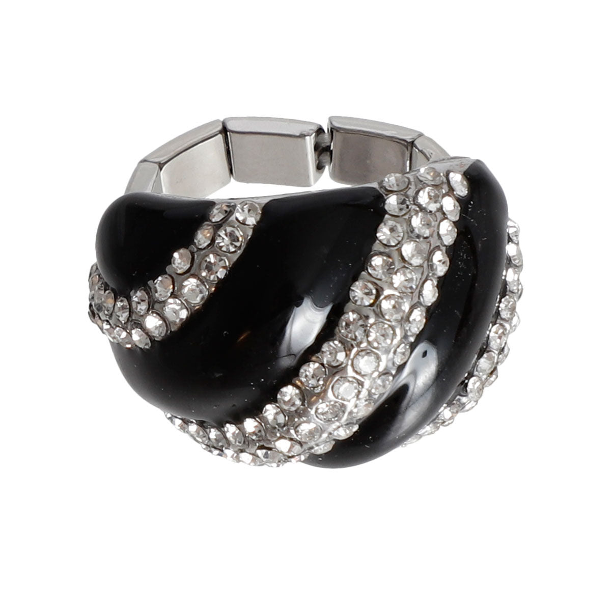 Black and Silver Dome Cocktail Ring