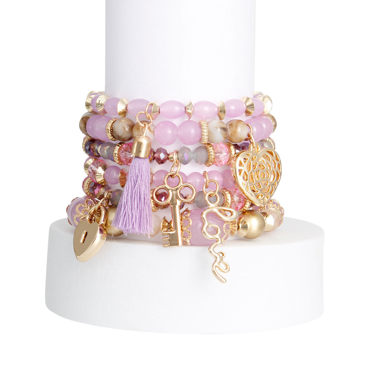 Lavender Glass Bead Love Bracelets
