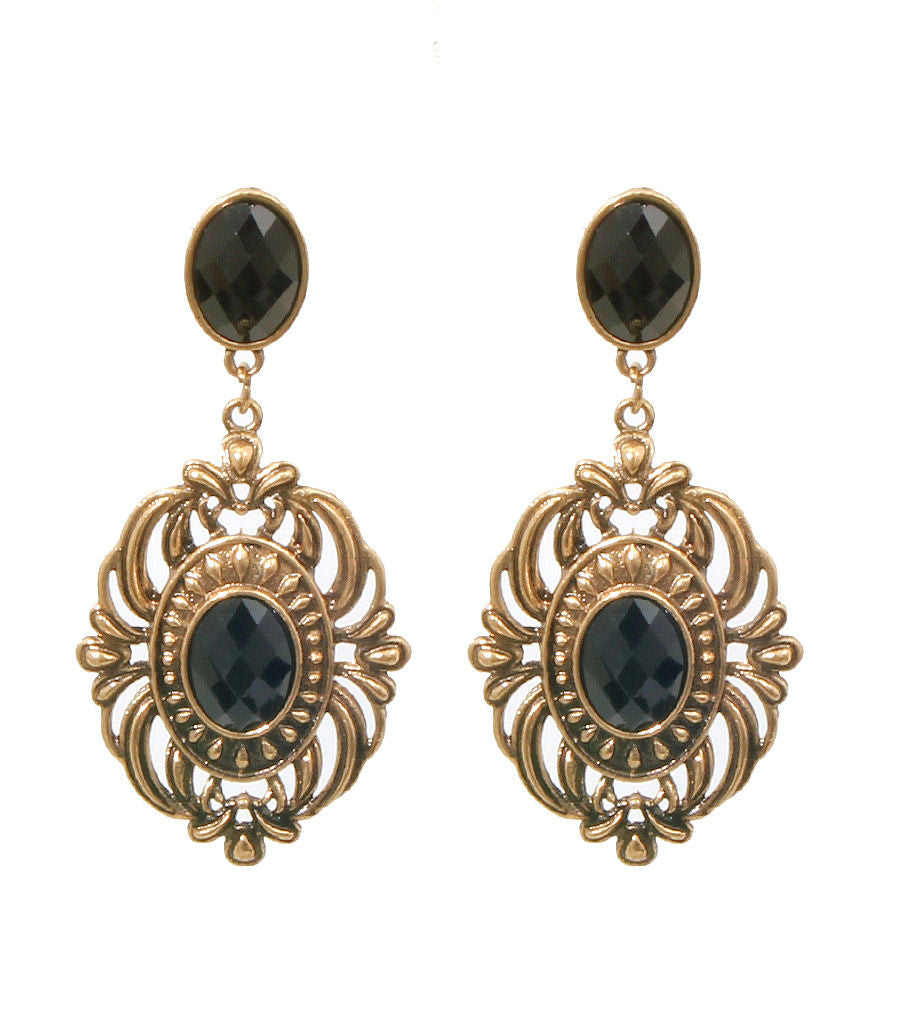 Black Antique Drop Earrings