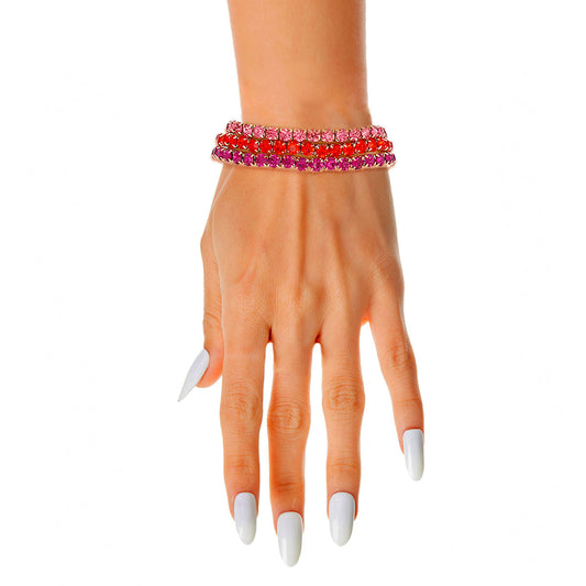 Multi Pink 5mm 3 Strand Bracelets