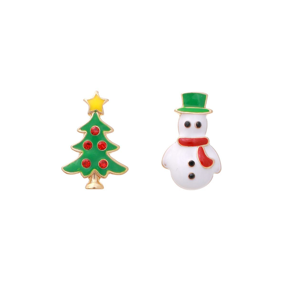 Tree Snowman Mistmatched Studs