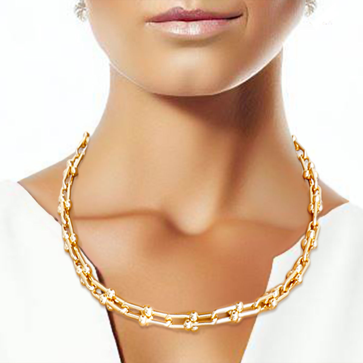 Gold Metal Gauge Link Necklace