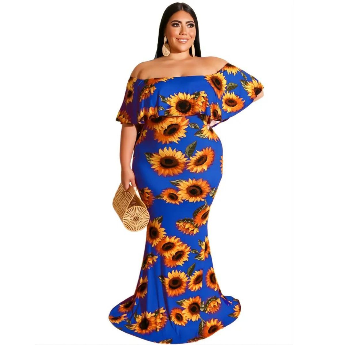 Blue Sunflower 1XL Maxi Dress