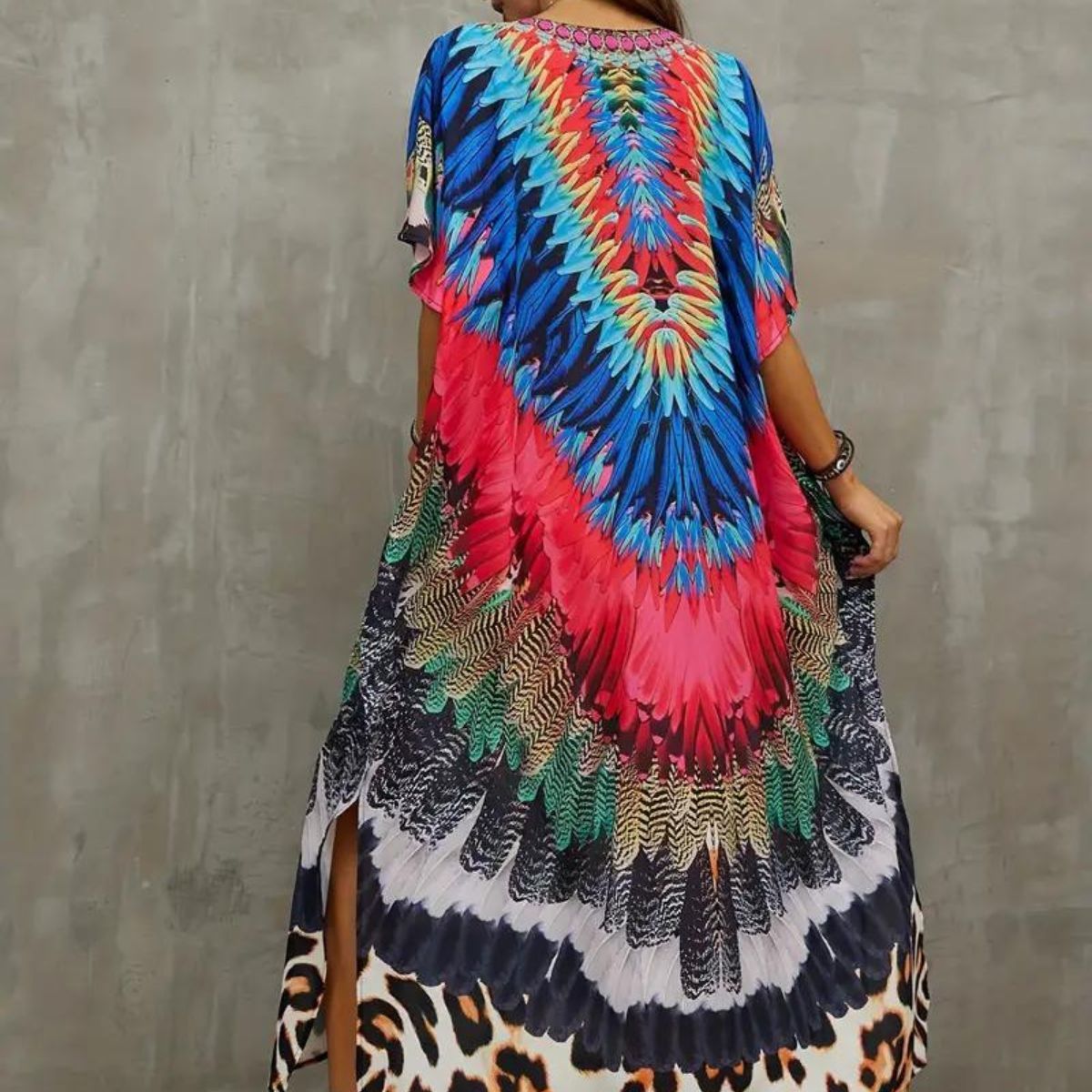 Feather Boho Cover Up Dress