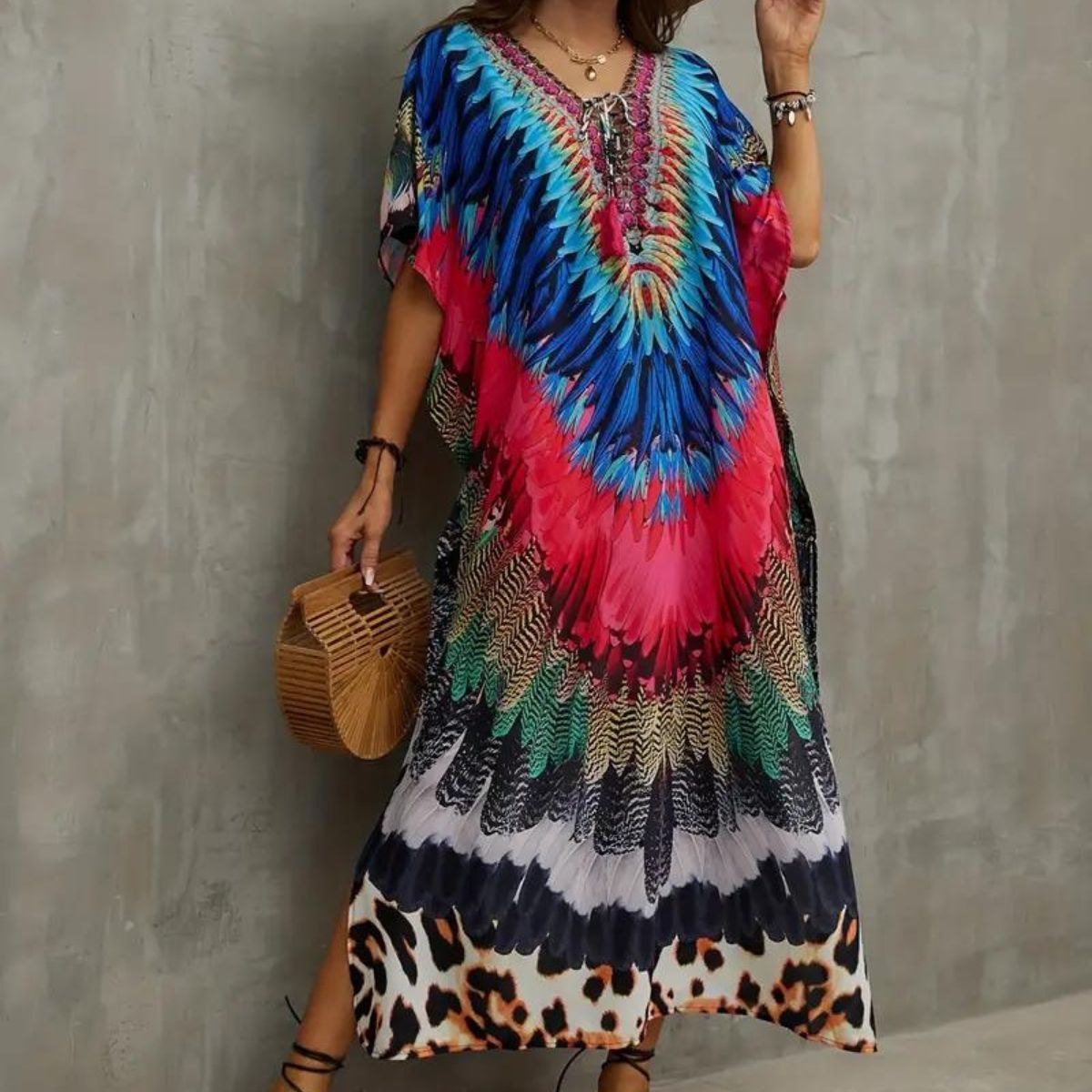 Feather Boho Cover Up Dress