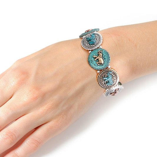 Patina Metal Elephant Round Bracelet