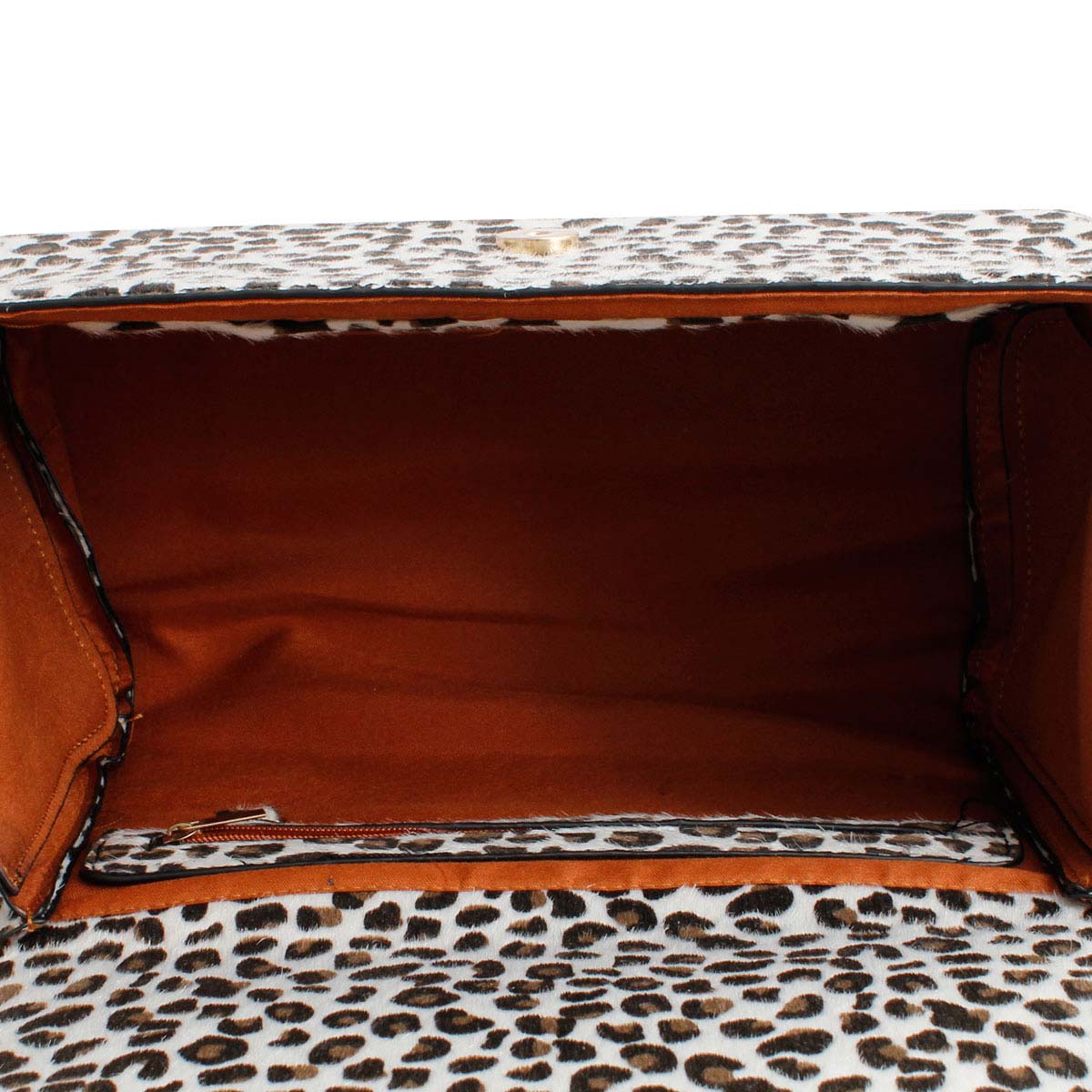 Light Leopard Fur Boxy Satchel Set
