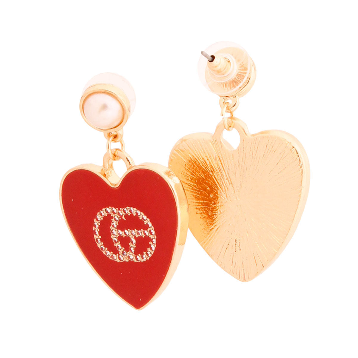 Red Metal Heart Designer Earrings