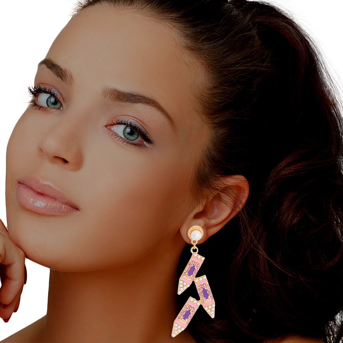 Pink Crayons Pearl Earrings