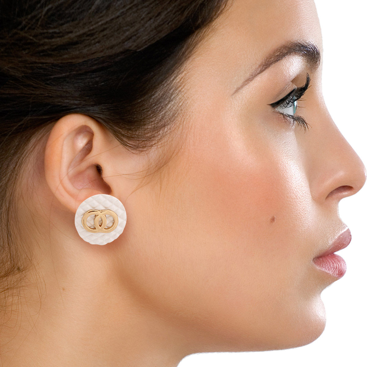 White Designer Style Quilted Studs