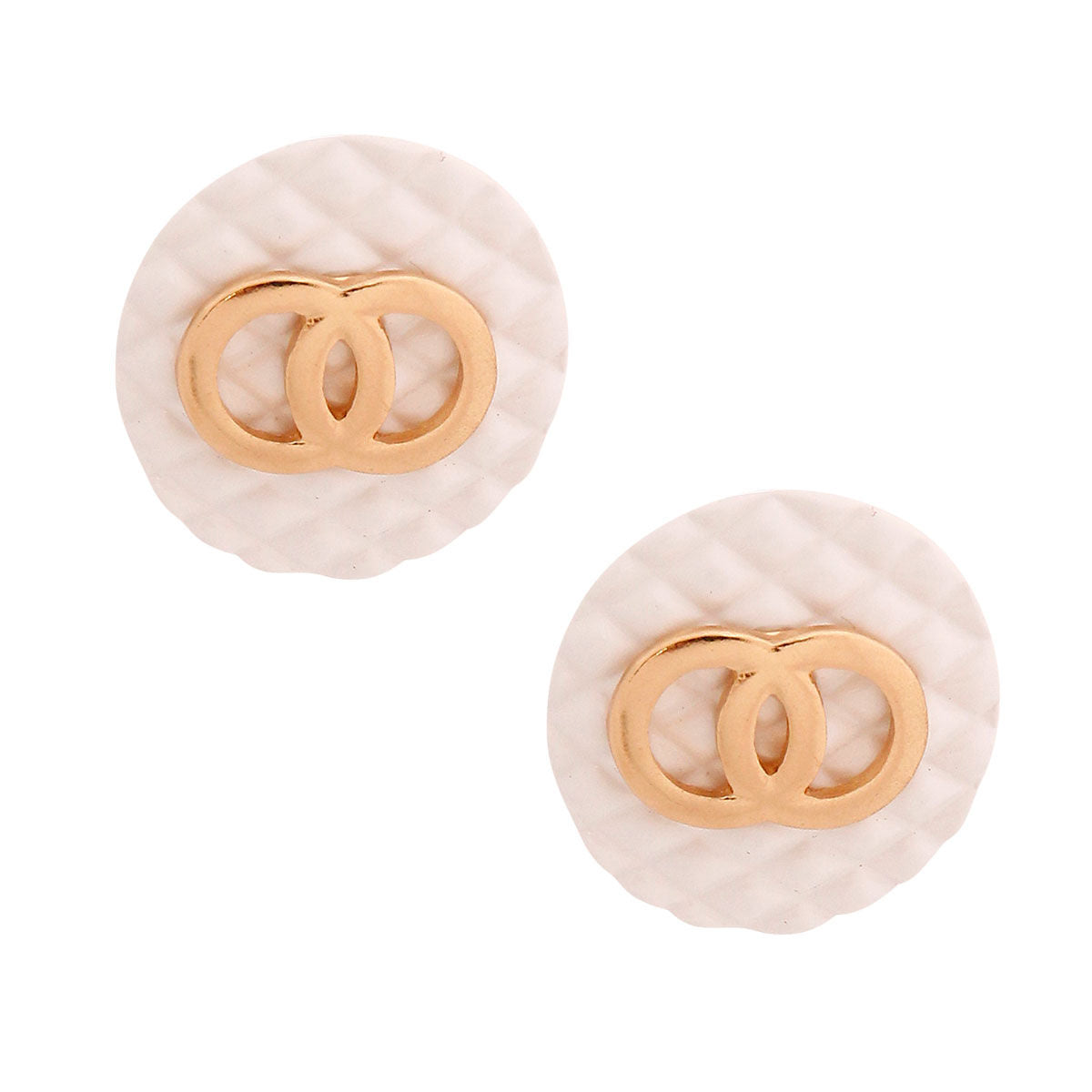 White Designer Style Quilted Studs