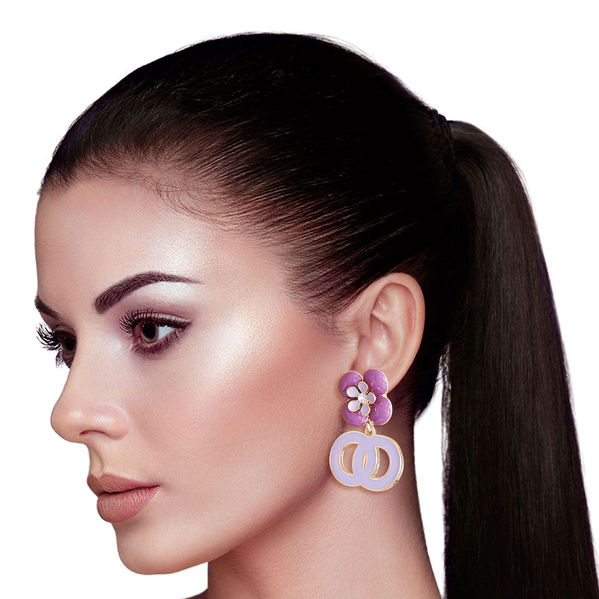 Lavender Flower Designer Earrings