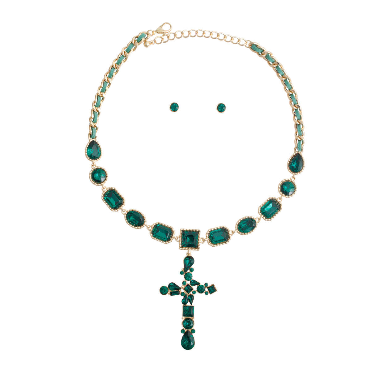 Celeb Green Cross Necklace