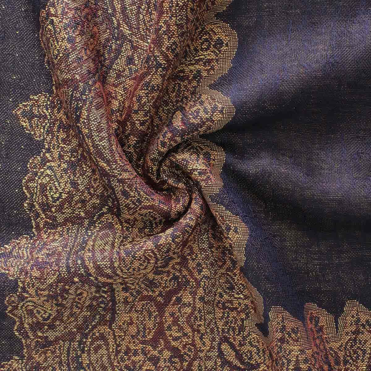 Pashmina Navy Paisley Fringe Scarf for Women